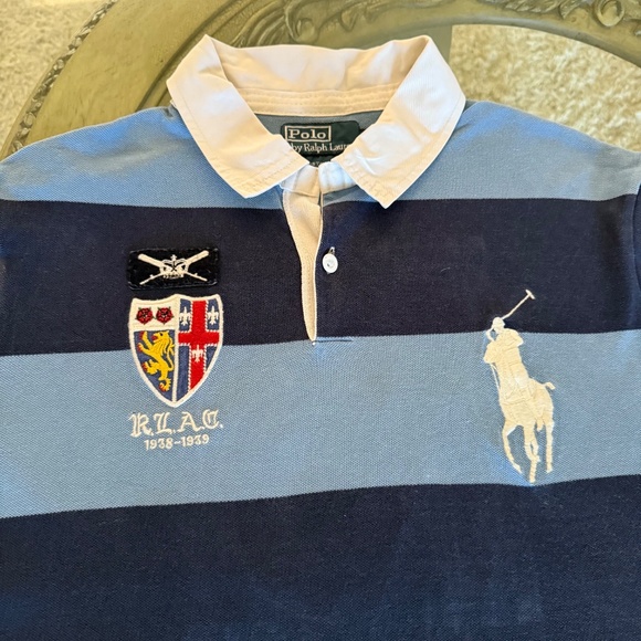 Polo Ralph Lauren Men's Custom Fit Striped Polo Shirt Large Hatteras Blue - Picture 5 of 9